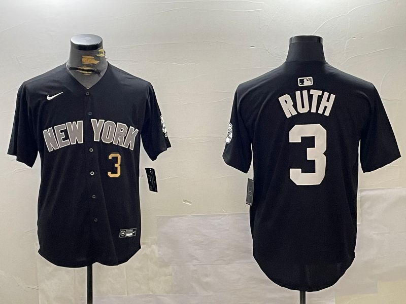 Men New York Yankees #3 Ruth Black Game 2024 Nike MLB Jersey style 12021